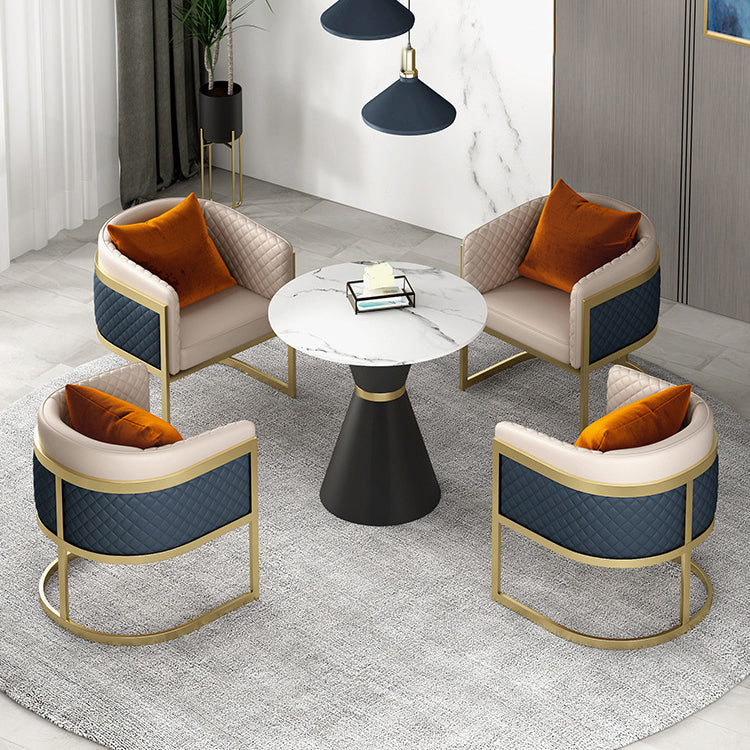 Juego de comedor de piedra blanca para la cocina 1/2/5 piezas de mesa redonda moderna