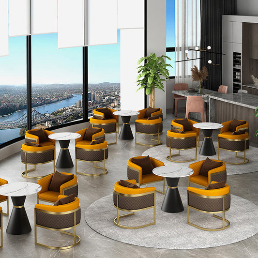 White Stone Dining Set for Kitchen 1/2/5 Pieces Modern Round Table Set