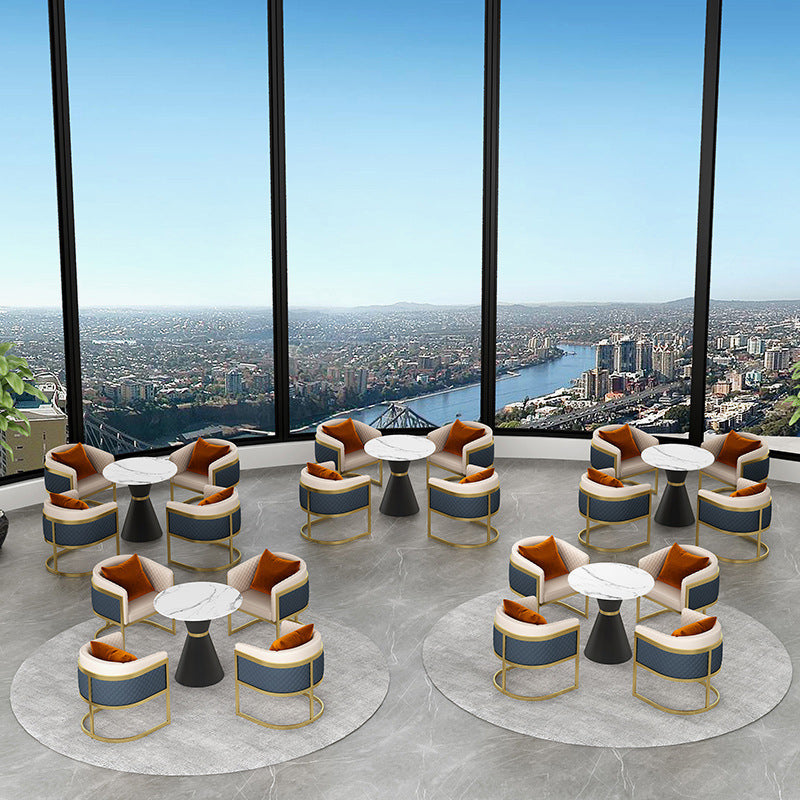 Juego de comedor de piedra blanca para la cocina 1/2/5 piezas de mesa redonda moderna