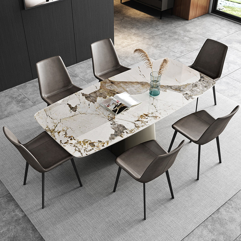 Glam Dinette Set for Dining Room 1/2/3/7 Pieces Glossy White Dining Table Set 7 Pieces: Table, 6 Chairs Clearhalo 'Dining Room Sets' 'Dining Tables & Seating' 'dining_room_set' 'furn' 'furn_dining_room_set' 'Furniture' 'Kitchen & Dining Furniture' 6464087