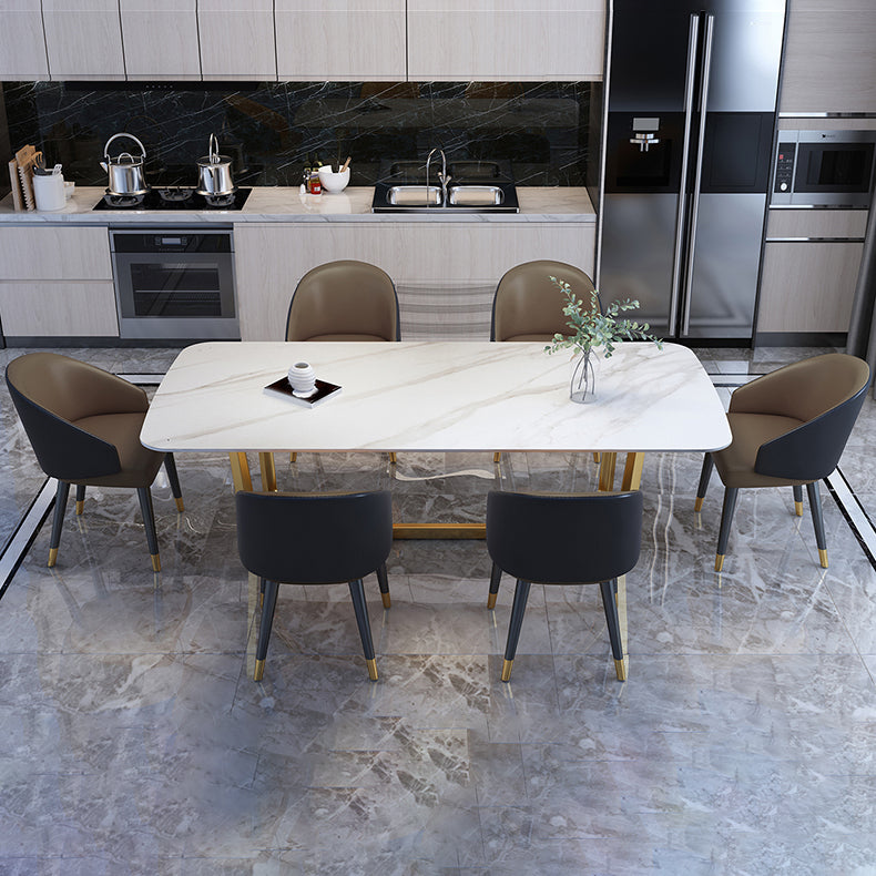 Modern 1/2/5/6/7 Pieces Dining Set Rectangle Stone Dining Table Set for Home Clearhalo 'Dining Room Sets' 'Dining Tables & Seating' 'dining_room_set' 'furn' 'furn_dining_room_set' 'Furniture' 'Kitchen & Dining Furniture' 6464125