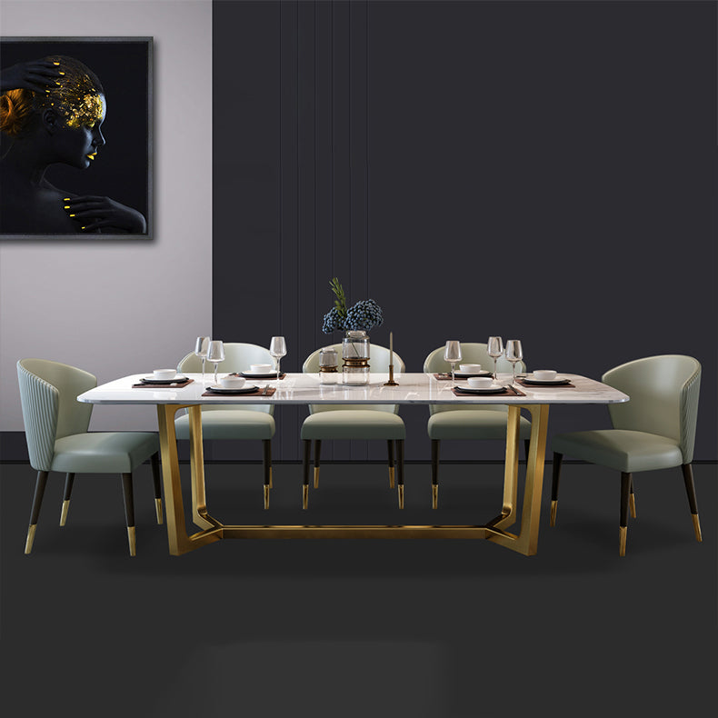 Modern 1/2/5/6/7 Pieces Dining Set Rectangle Stone Dining Table Set for Home Clearhalo 'Dining Room Sets' 'Dining Tables & Seating' 'dining_room_set' 'furn' 'furn_dining_room_set' 'Furniture' 'Kitchen & Dining Furniture' 6464132