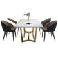 Modern 1/2/5/6/7 Pieces Dining Set Rectangle Stone Dining Table Set for Home 5 Pieces: White Table, 4 Brown Chairs Clearhalo 'Dining Room Sets' 'Dining Tables & Seating' 'dining_room_set' 'furn' 'furn_dining_room_set' 'Furniture' 'Kitchen & Dining Furniture' 6464133