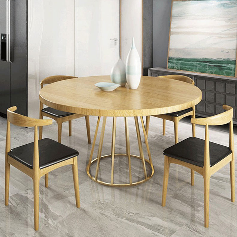 Contemporaneo 1/2/5/7 pezzi mobili rotondi tavolo da pranzo in legno massiccio impostata in marrone