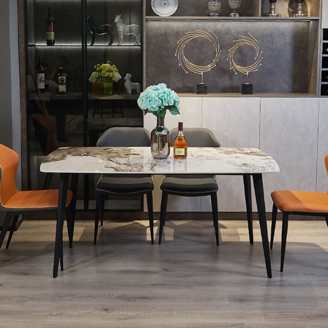 Ensemble de restauration en pierre contemporaine 1/2/5/7 pièces Table à manger avec des chaises arrière solides