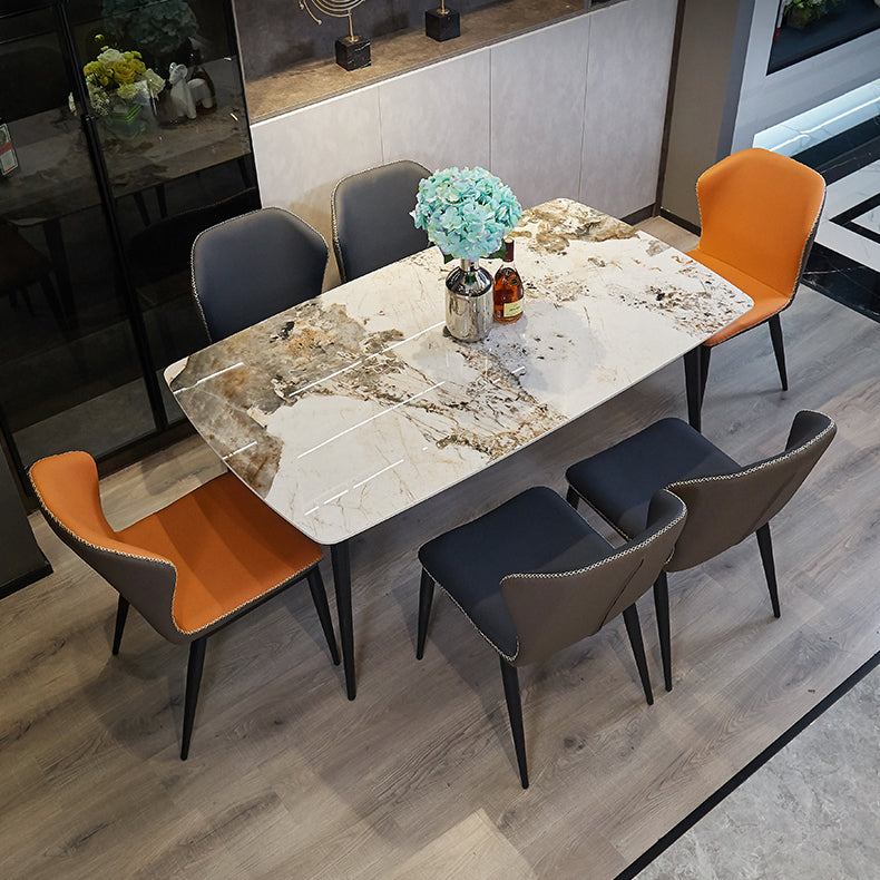Ensemble de restauration en pierre contemporaine 1/2/5/7 pièces Table à manger avec des chaises arrière solides
