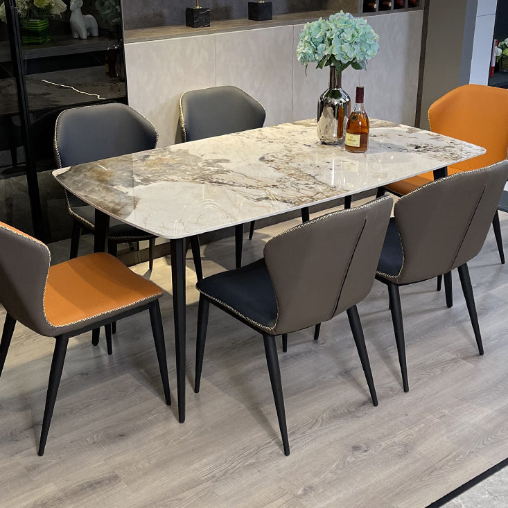 Ensemble de restauration en pierre contemporaine 1/2/5/7 pièces Table à manger avec des chaises arrière solides
