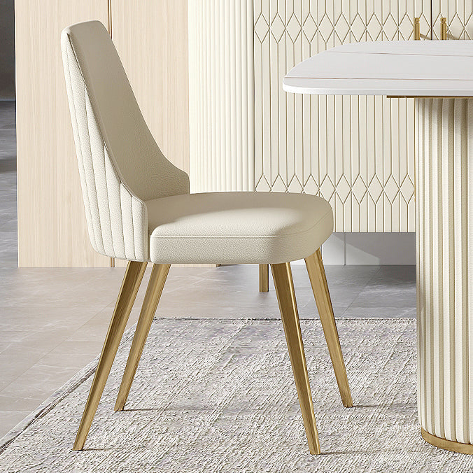 White Glam Dinette Set for Dining Room 1/4/5/7 Pieces Stone Top Dining Table Set Clearhalo 'Dining Room Sets' 'Dining Tables & Seating' 'dining_room_set' 'furn' 'furn_dining_room_set' 'Furniture' 'Kitchen & Dining Furniture' 6464319