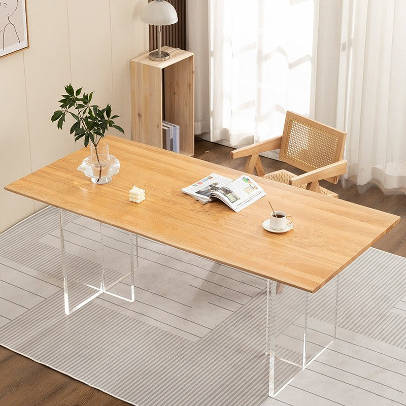 Solid Wood Dining Table Set with Acrylic Base 1/2/4/5 Pieces Dinette Set for Kitchen 2 Pieces: Table, 1 Chair Clearhalo 'Dining Room Sets' 'Dining Tables & Seating' 'dining_room_set' 'furn' 'furn_dining_room_set' 'Furniture' 'Kitchen & Dining Furniture' 6464325