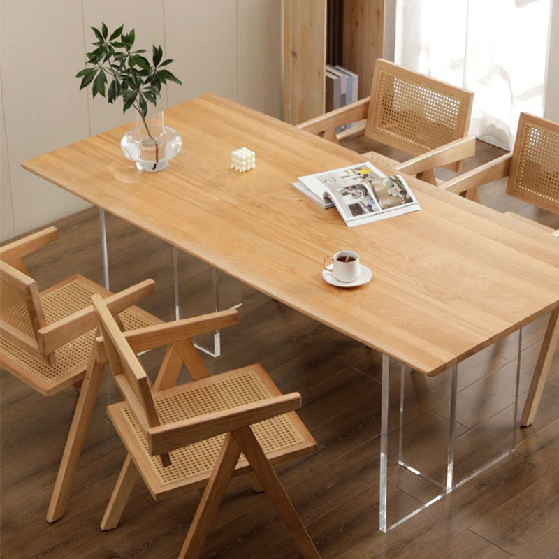 Solid Wood Dining Table Set with Acrylic Base 1/2/4/5 Pieces Dinette Set for Kitchen Clearhalo 'Dining Room Sets' 'Dining Tables & Seating' 'dining_room_set' 'furn' 'furn_dining_room_set' 'Furniture' 'Kitchen & Dining Furniture' 6464329