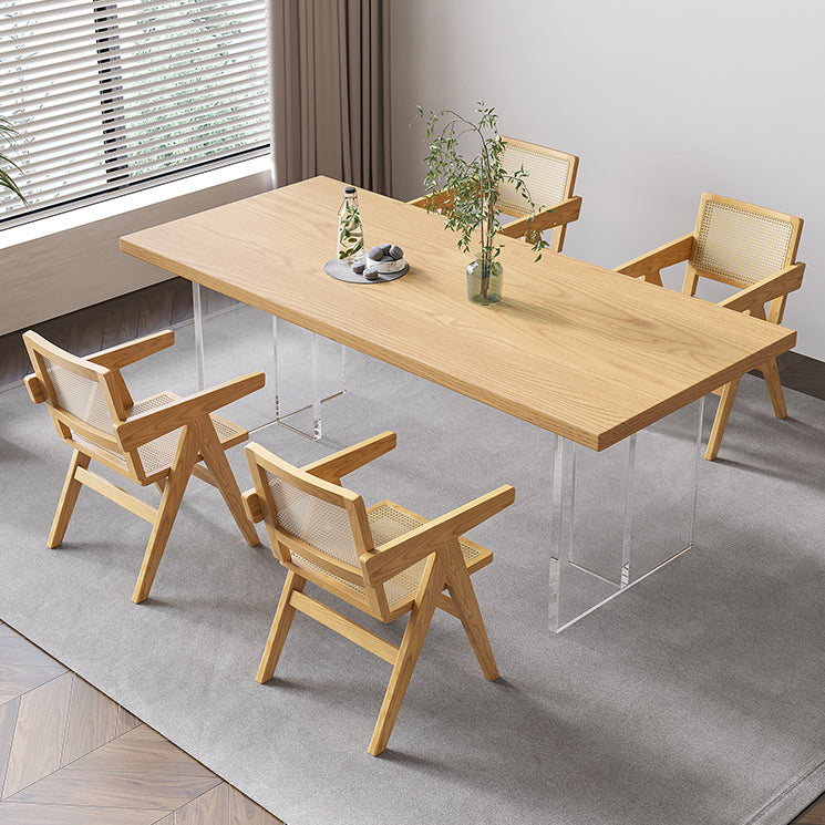 Solid Wood Dining Table Set with Acrylic Base 1/2/4/5 Pieces Dinette Set for Kitchen 5 Pieces: Table, 4 Chairs Clearhalo 'Dining Room Sets' 'Dining Tables & Seating' 'dining_room_set' 'furn' 'furn_dining_room_set' 'Furniture' 'Kitchen & Dining Furniture' 6464330