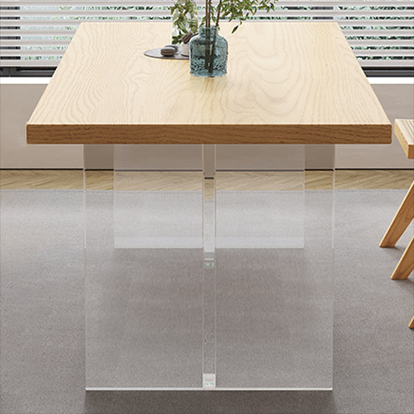 Solid Wood Dining Table Set with Acrylic Base 1/2/4/5 Pieces Dinette Set for Kitchen Clearhalo 'Dining Room Sets' 'Dining Tables & Seating' 'dining_room_set' 'furn' 'furn_dining_room_set' 'Furniture' 'Kitchen & Dining Furniture' 6464334