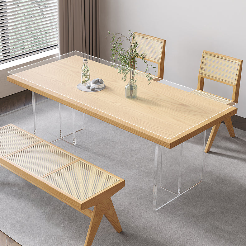 Solid Wood Dining Table Set with Acrylic Base 1/2/4/5 Pieces Dinette Set for Kitchen Clearhalo 'Dining Room Sets' 'Dining Tables & Seating' 'dining_room_set' 'furn' 'furn_dining_room_set' 'Furniture' 'Kitchen & Dining Furniture' 6464335