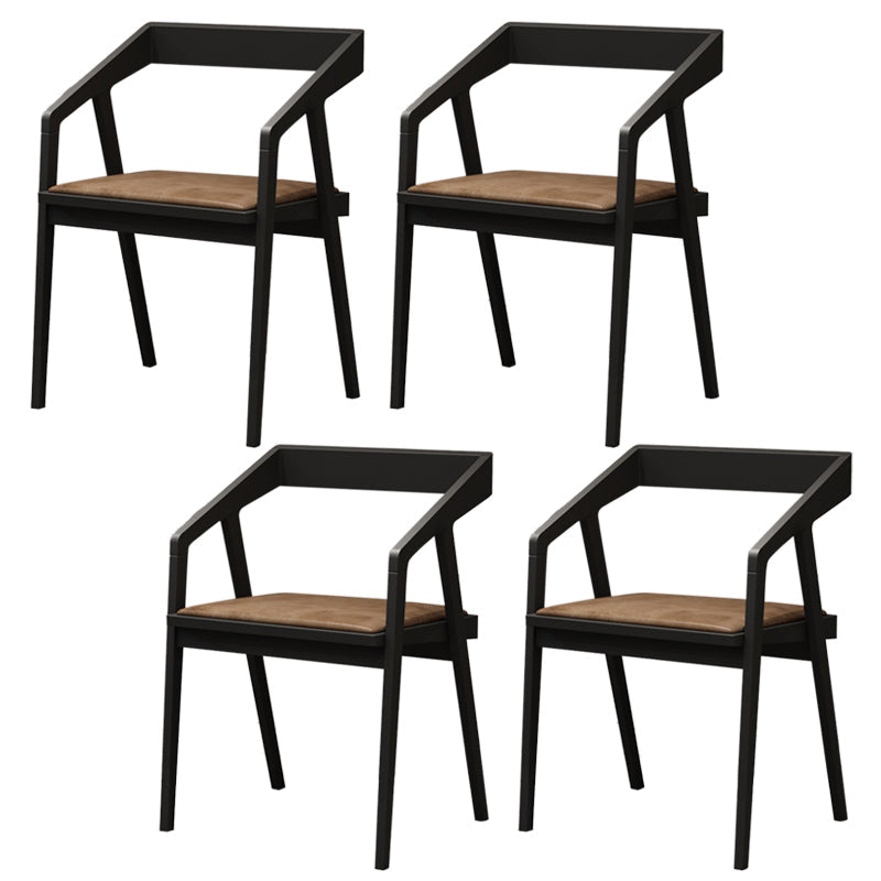 Contemporary 1/4/5/7 Pieces Furniture Round Solid Wood Dining Table Set in Brown 4 Bright Black Chairs Clearhalo 'Dining Room Sets' 'Dining Tables & Seating' 'dining_room_set' 'furn' 'furn_dining_room_set' 'Furniture' 'Kitchen & Dining Furniture' 6464349
