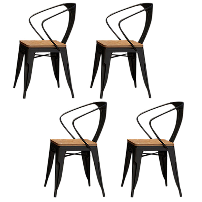 Contemporary 1/4/5/7 Pieces Furniture Round Solid Wood Dining Table Set in Brown 4 Black Chairs Clearhalo 'Dining Room Sets' 'Dining Tables & Seating' 'dining_room_set' 'furn' 'furn_dining_room_set' 'Furniture' 'Kitchen & Dining Furniture' 6464351
