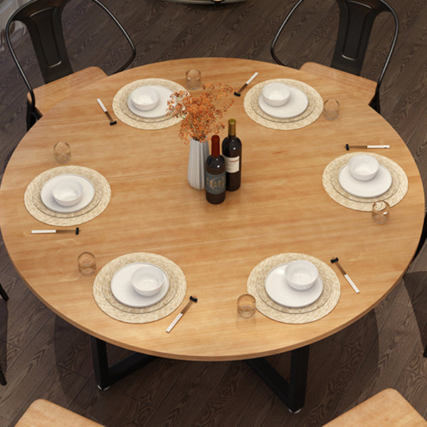 Contemporary 1/4/5/7 Pieces Furniture Round Solid Wood Dining Table Set in Brown Clearhalo 'Dining Room Sets' 'Dining Tables & Seating' 'dining_room_set' 'furn' 'furn_dining_room_set' 'Furniture' 'Kitchen & Dining Furniture' 6464356