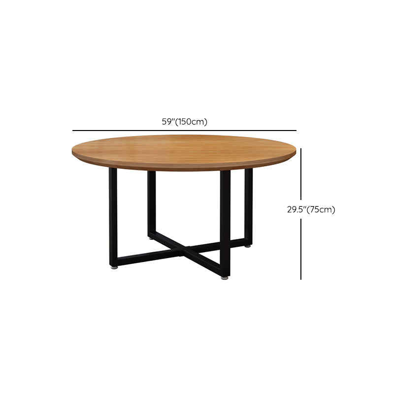 Contemporary 1/4/5/7 Pieces Furniture Round Solid Wood Dining Table Set in Brown Clearhalo 'Dining Room Sets' 'Dining Tables & Seating' 'dining_room_set' 'furn' 'furn_dining_room_set' 'Furniture' 'Kitchen & Dining Furniture' 6464364