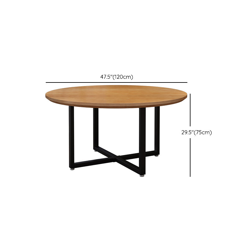 Contemporary 1/4/5/7 Pieces Furniture Round Solid Wood Dining Table Set in Brown Clearhalo 'Dining Room Sets' 'Dining Tables & Seating' 'dining_room_set' 'furn' 'furn_dining_room_set' 'Furniture' 'Kitchen & Dining Furniture' 6464369