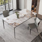 Modern Stone Dining Table Set 1/2/3/5/7 Pieces Dining Set with Solid Back Chairs
