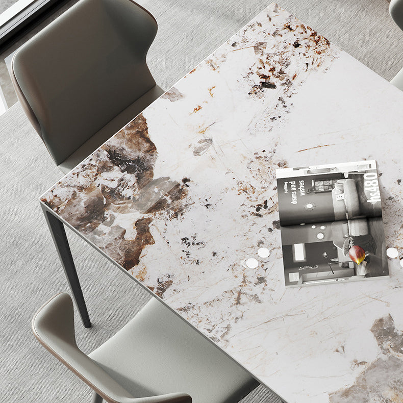 Modern Stone Dining Table Set 1/2/3/5/7 Pieces Dining Set with Solid Back Chairs