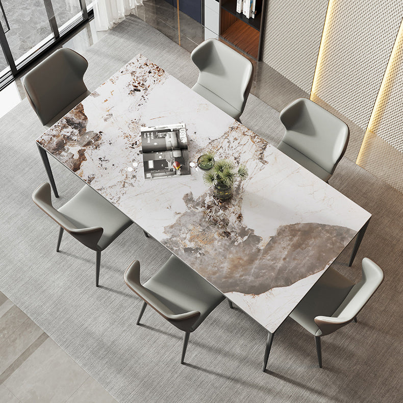 Modern Stone Dining Table Set 1/2/3/5/7 Pieces Dining Set with Solid Back Chairs