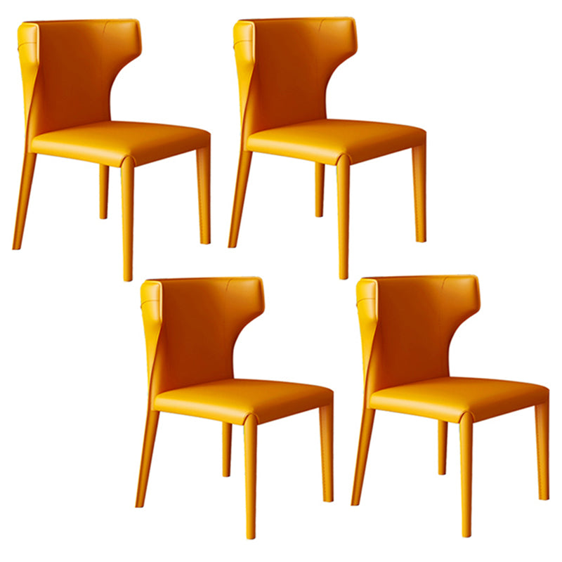 Glam Dinette Set for Dining Room 1/4/5 Pieces Glossy White Dining Table Set 4 Orange Chairs Clearhalo 'Dining Room Sets' 'Dining Tables & Seating' 'dining_room_set' 'furn' 'furn_dining_room_set' 'Furniture' 'Kitchen & Dining Furniture' 6464415