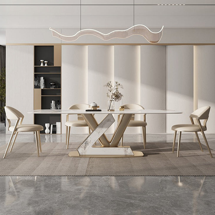 Set da tavolo rettangolo in stile glam 1/4/5/7/9 pezzi set da pranzo per uso domestico