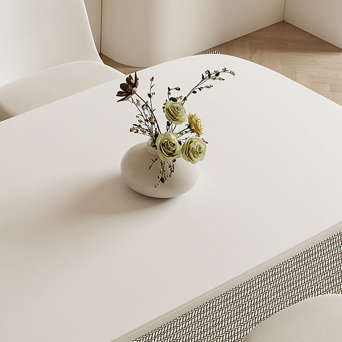 モダンなダイニングセット1/3/5 PCS布張りの椅子付きの焼結石ダイニングテーブル