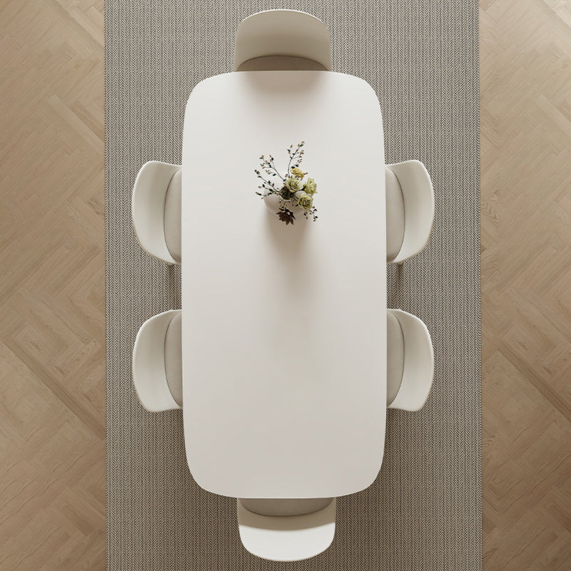 モダンなダイニングセット1/3/5 PCS布張りの椅子付きの焼結石ダイニングテーブル