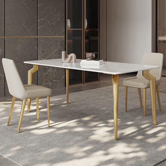 Glam Dining Table Set 1/5/7 Pcs Sintered Stone and Metal Dining Table with Armless Chairs Clearhalo 'Dining Room Sets' 'Dining Tables & Seating' 'dining_room_set' 'furn' 'furn_dining_room_set' 'Furniture' 'Kitchen & Dining Furniture' 6464577