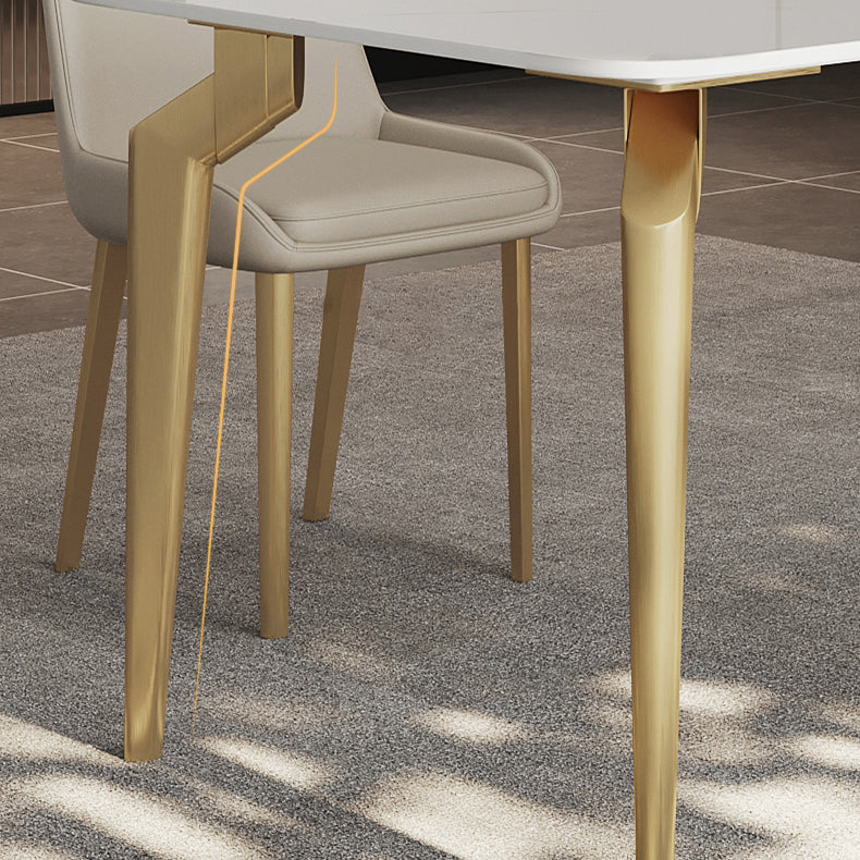 Glam Dining Table Set 1/5/7 Pcs Sintered Stone and Metal Dining Table with Armless Chairs Clearhalo 'Dining Room Sets' 'Dining Tables & Seating' 'dining_room_set' 'furn' 'furn_dining_room_set' 'Furniture' 'Kitchen & Dining Furniture' 6464584