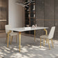 Glam Dining Table Set 1/5/7 Pcs Sintered Stone and Metal Dining Table with Armless Chairs Clearhalo 'Dining Room Sets' 'Dining Tables & Seating' 'dining_room_set' 'furn' 'furn_dining_room_set' 'Furniture' 'Kitchen & Dining Furniture' 6464586