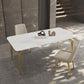 Glam Dining Table Set 1/5/7 Pcs Sintered Stone and Metal Dining Table with Armless Chairs Clearhalo 'Dining Room Sets' 'Dining Tables & Seating' 'dining_room_set' 'furn' 'furn_dining_room_set' 'Furniture' 'Kitchen & Dining Furniture' 6464587