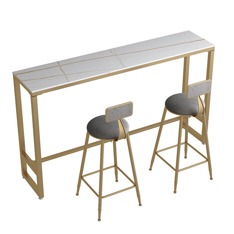 Glam 1/3 Pieces Bar Table Set Rectangle Stone Counter Table with Stools for Milk Tea Shop Clearhalo 'Bar Furniture' 'furn' 'furn_home_bar_bar_sets' 'Furniture' 'Home Bars & Bar Sets' 'home_bar_bar_sets' 'Kitchen & Dining Furniture' 6464610