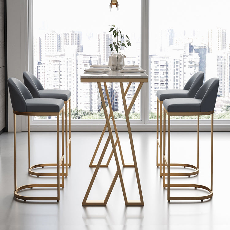 Rechthoekige barkruk en tafel Glam 1/5-delige pub-eetset