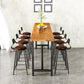 Industrial Rectangle Bar Table Set 1/9 Pieces Solid Wood Bistro Set for Indoor