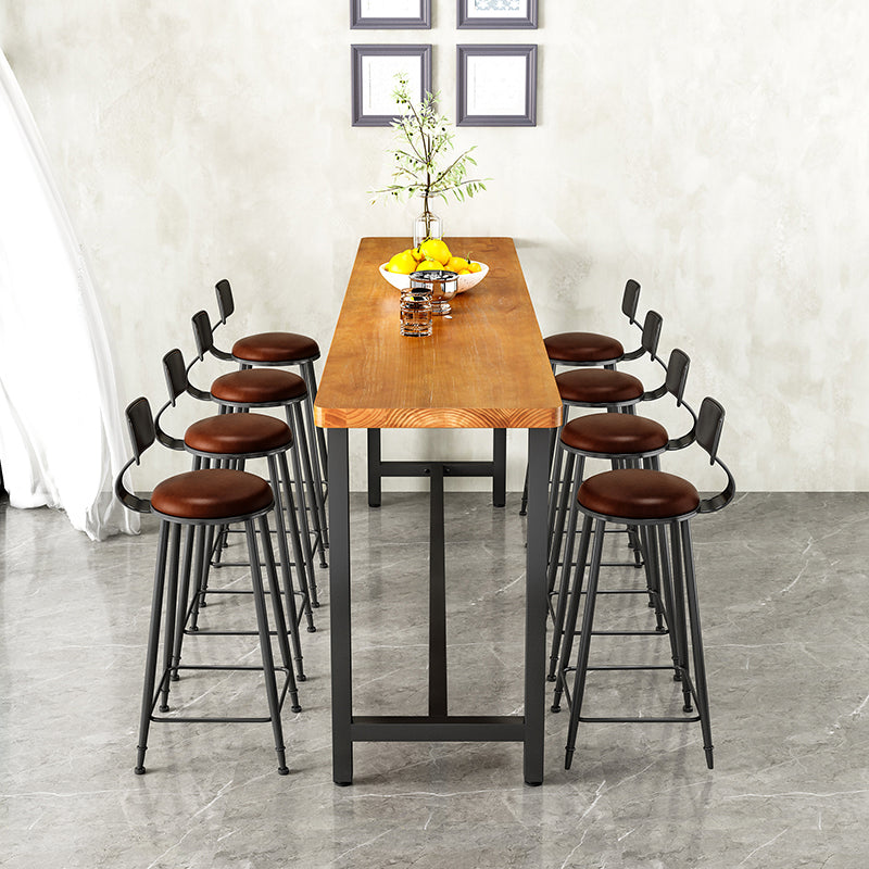 Industrial Rectangle Bar Table Set 1/9 Pieces Solid Wood Bistro Set for Indoor