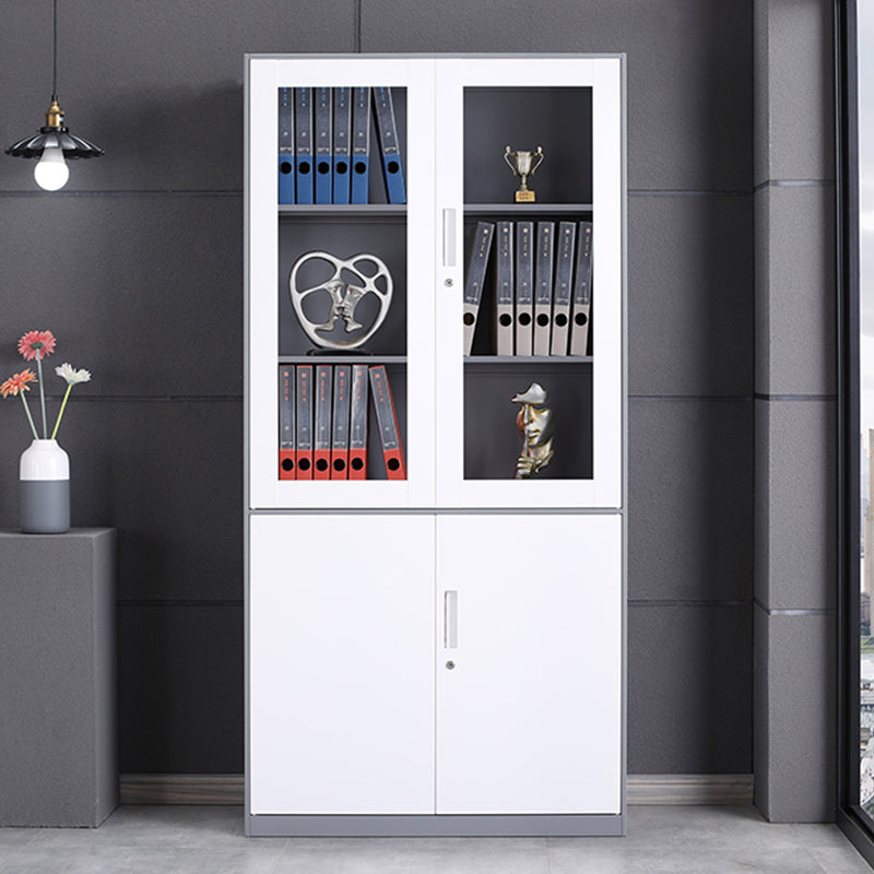 Classical Vertical File Cabinet Metal Filing Cabinet with Storage Shelves White-Brown Clearhalo 'Filing Cabinets' 'filling_cabinets' 'furn' 'furn_filling_cabinets' 'Furniture' 'Office Furniture' 6466816