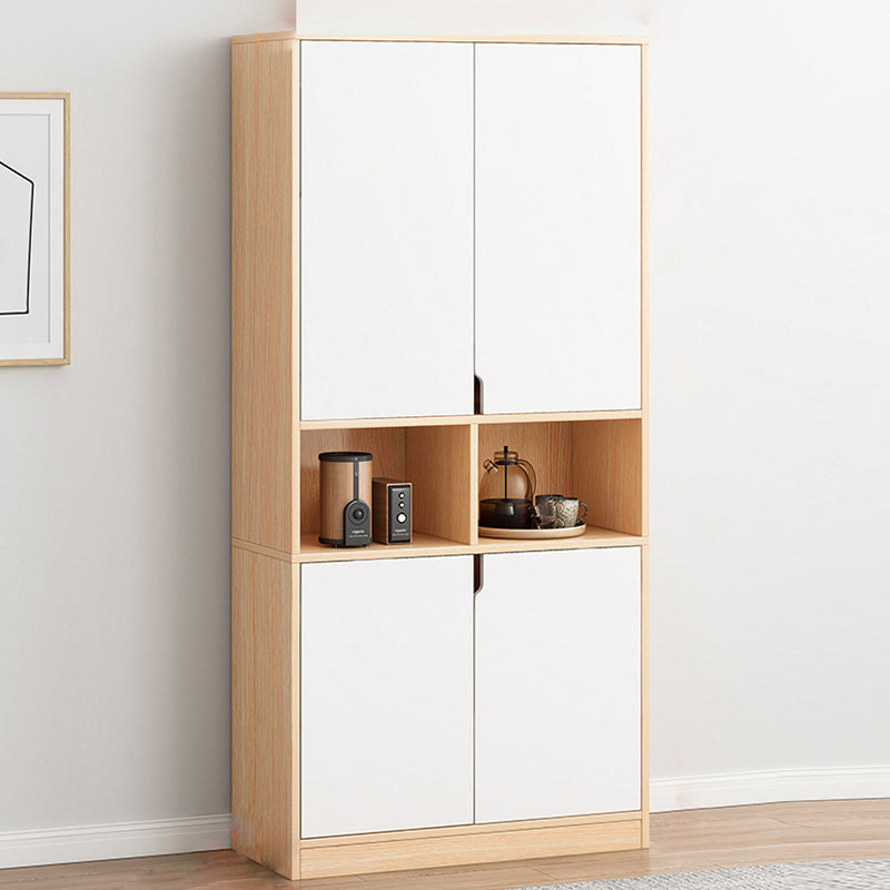 Contemporary Filing Cabinet Storage Shelves Glass Detail Wood File Cabinet 31.5"L x 11.8"W x 72.0"H Wood Wood Clearhalo 'Filing Cabinets' 'filling_cabinets' 'furn' 'furn_filling_cabinets' 'Furniture' 'Office Furniture' 6466849