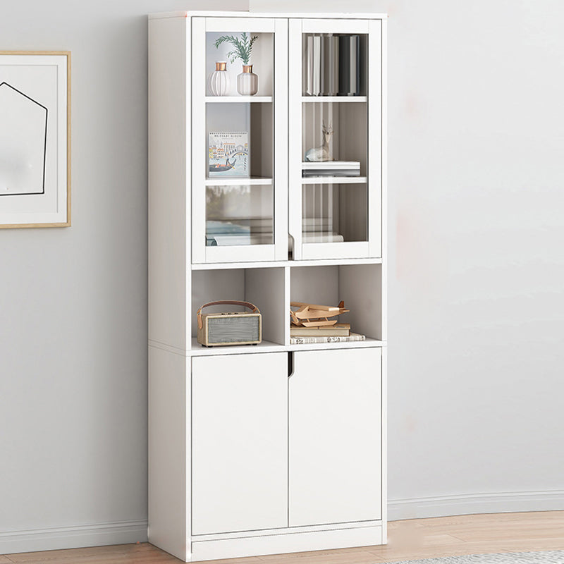 Contemporary Filing Cabinet Storage Shelves Glass Detail Wood File Cabinet 23.6"L x 11.8"W x 72.0"H White Glass Clearhalo 'Filing Cabinets' 'filling_cabinets' 'furn' 'furn_filling_cabinets' 'Furniture' 'Office Furniture' 6466850