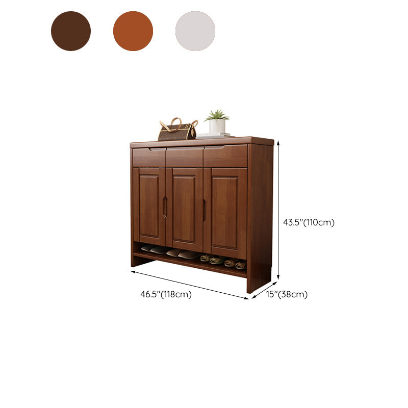 Mid-Century Modern Accent Cabinet Rubberwood 3 - Drawer With Doors Cabinet Clearhalo 'Cabinets & Chests' 'cabinets_chests' 'furn' 'furn_cabinets_chests' 'Furniture' 'Living Room Furniture' 6468483
