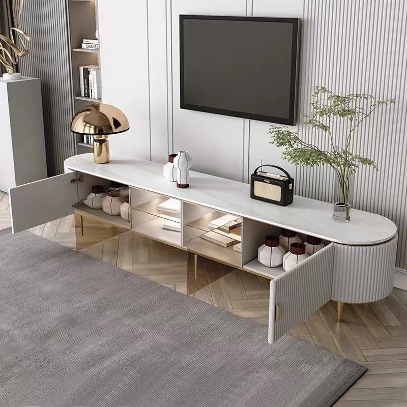 Contemporary Enclosed Storage TV Console Stone TV Stand Console with Legs 79"L x 16"W x 20.5"H Clearhalo 'furn' 'furn_tv_stands_entertainment_centers' 'Furniture' 'Living Room Furniture' 'TV Stands & Entertainment Centers' 'TV Stands & Media Storage Furniture' 'tv_stands_entertainment_centers' 6468492