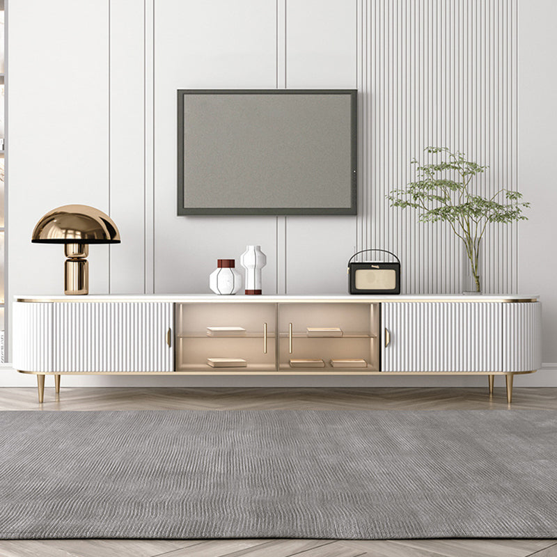 Contemporary Enclosed Storage TV Console Stone TV Stand Console with Legs 87"L x 16"W x 20.5"H Clearhalo 'furn' 'furn_tv_stands_entertainment_centers' 'Furniture' 'Living Room Furniture' 'TV Stands & Entertainment Centers' 'TV Stands & Media Storage Furniture' 'tv_stands_entertainment_centers' 6468494