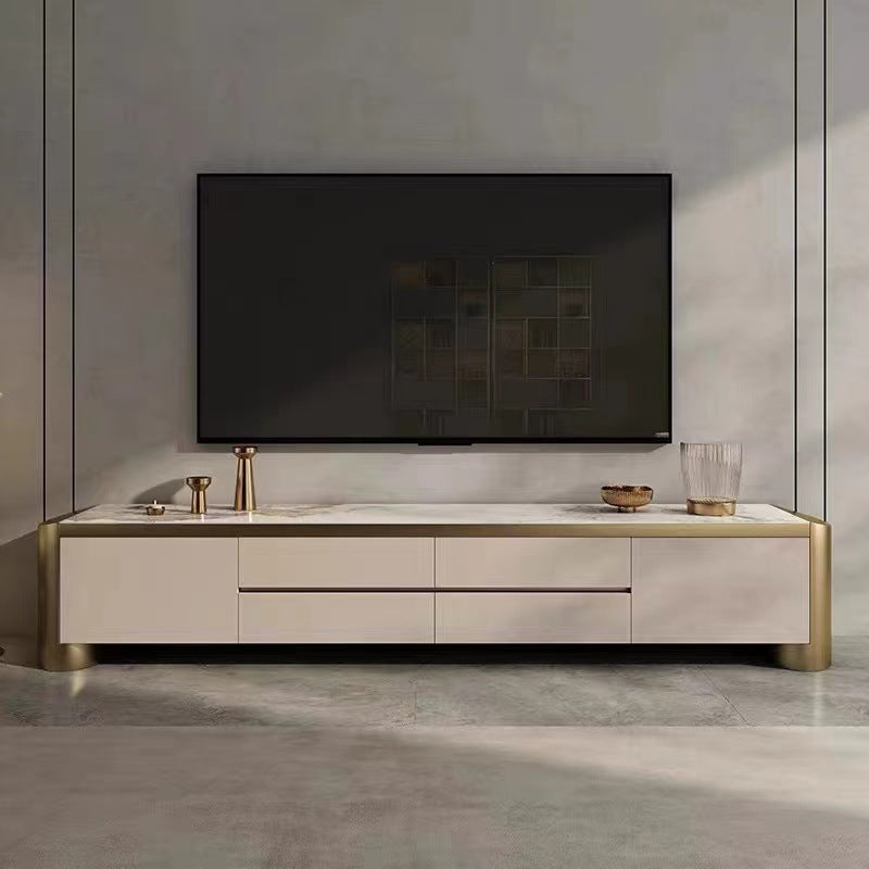 Contemporary Enclosed Storage TV Console Stone TV Stand Console for Living Room 94.5"L x 16"W x 20"H Clearhalo 'furn' 'furn_tv_stands_entertainment_centers' 'Furniture' 'Living Room Furniture' 'TV Stands & Entertainment Centers' 'TV Stands & Media Storage Furniture' 'tv_stands_entertainment_centers' 6468527