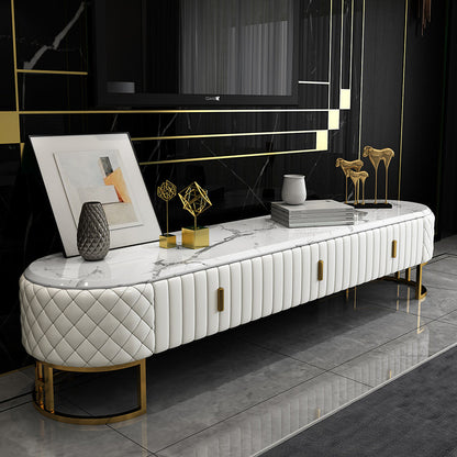 Marble Media Console Glam Media Console TV Stand for Living Room