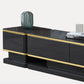 Glam Glass Stand Console Enclosed Storage Media Console with Drawers Clearhalo 'furn' 'furn_tv_stands_entertainment_centers' 'Furniture' 'Living Room Furniture' 'TV Stands & Entertainment Centers' 'TV Stands & Media Storage Furniture' 'tv_stands_entertainment_centers' 6468596