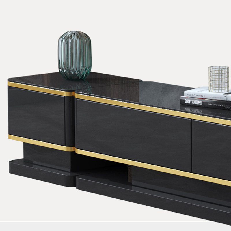 Glam Glass Stand Console Enclosed Storage Media Console with Drawers Clearhalo 'furn' 'furn_tv_stands_entertainment_centers' 'Furniture' 'Living Room Furniture' 'TV Stands & Entertainment Centers' 'TV Stands & Media Storage Furniture' 'tv_stands_entertainment_centers' 6468596
