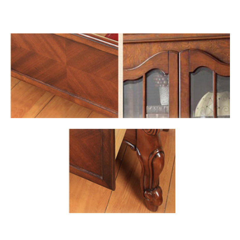 Traditional Birch Display Stand Glass Doors Standard Display Cabinet for Living Room Clearhalo 'Display & China Cabinets' 'display_china_cabinets' 'furn' 'furn_display_china_cabinets' 'Furniture' 'Kitchen & Dining Furniture' 6468954