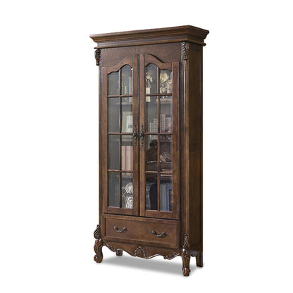 Traditional Birch Display Stand Glass Doors Standard Display Cabinet for Living Room Nut-Brown Clearhalo 'Display & China Cabinets' 'display_china_cabinets' 'furn' 'furn_display_china_cabinets' 'Furniture' 'Kitchen & Dining Furniture' 6468955