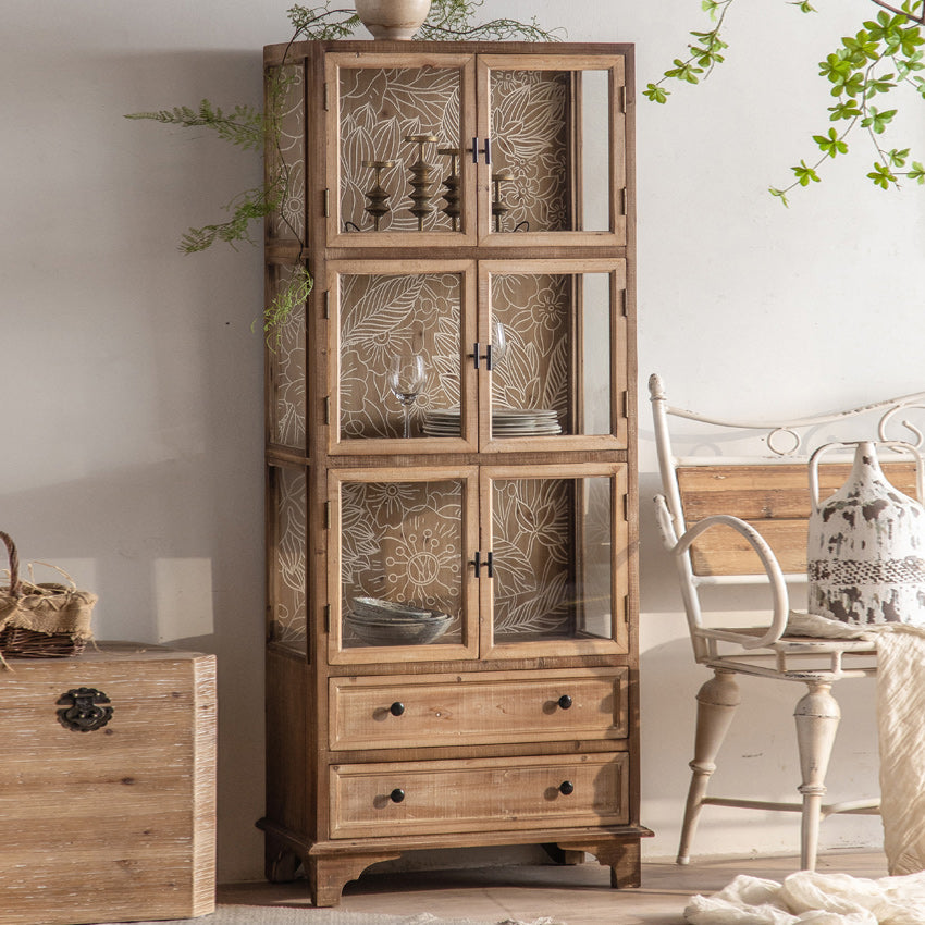 Tradizionale per appunti in legno Porte in vetro armadio di stoccaggio con porte